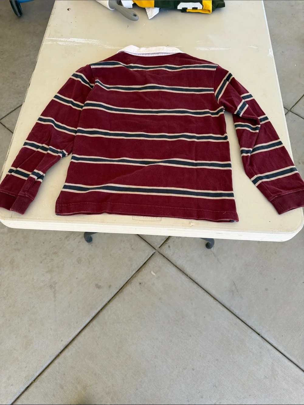 Gymboree Burgundy Striped Rugby Shirt with White Collar